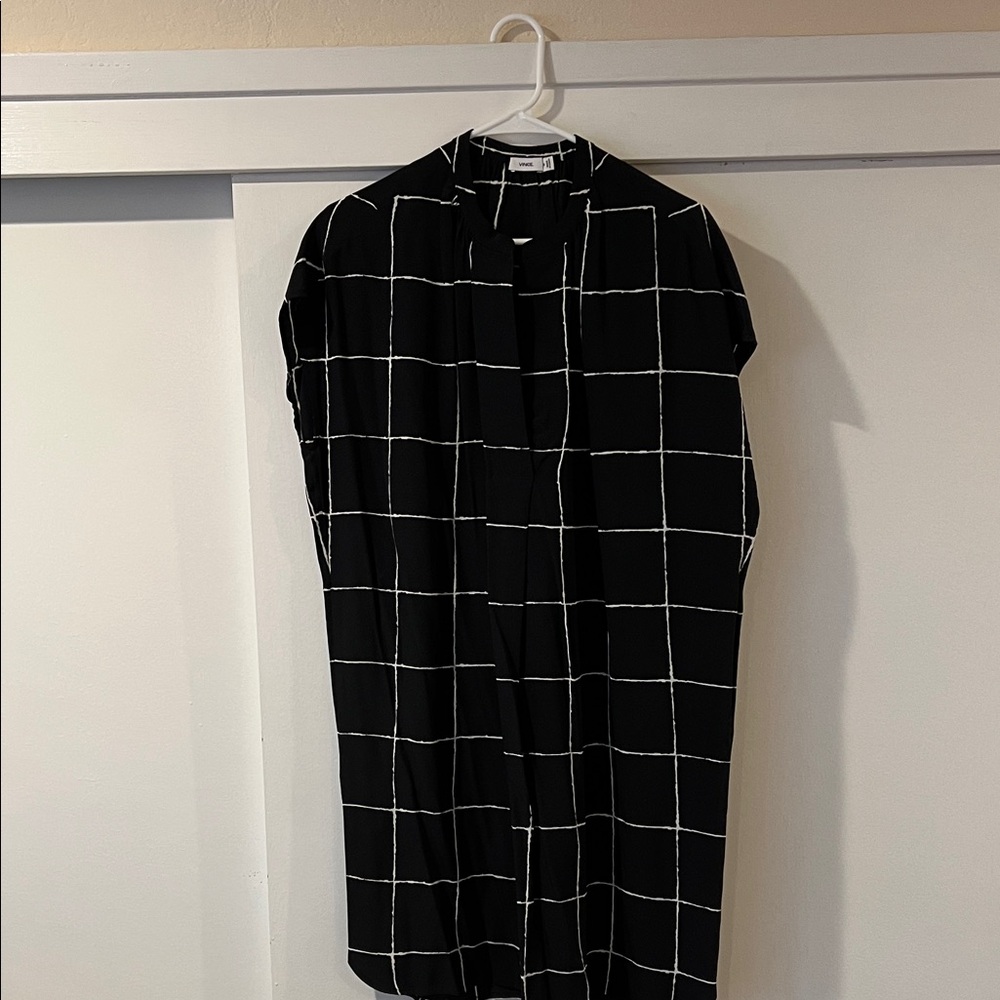 Vince Black and White Grid Dress
